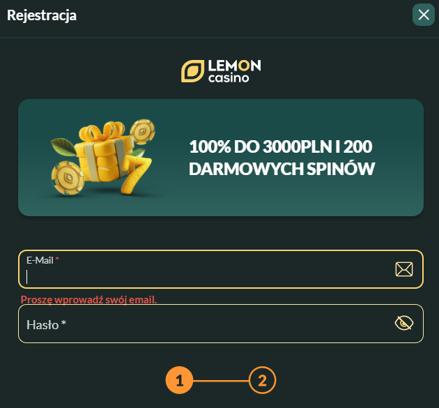 Błędne hasło lub login